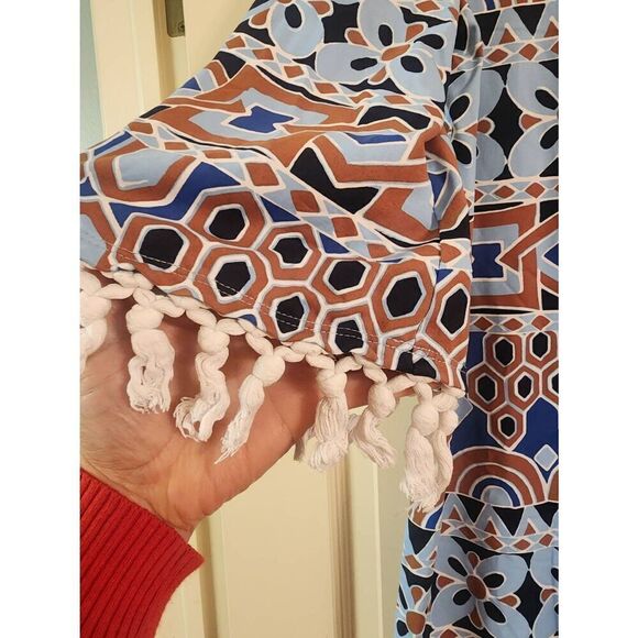 J. Mclaughlin fringe sleeve geometric pattern dress size xtra Large - Picture 3 of 8